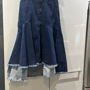 Veronica Beard Asymmetrical Denim Skirt - Dark Blue